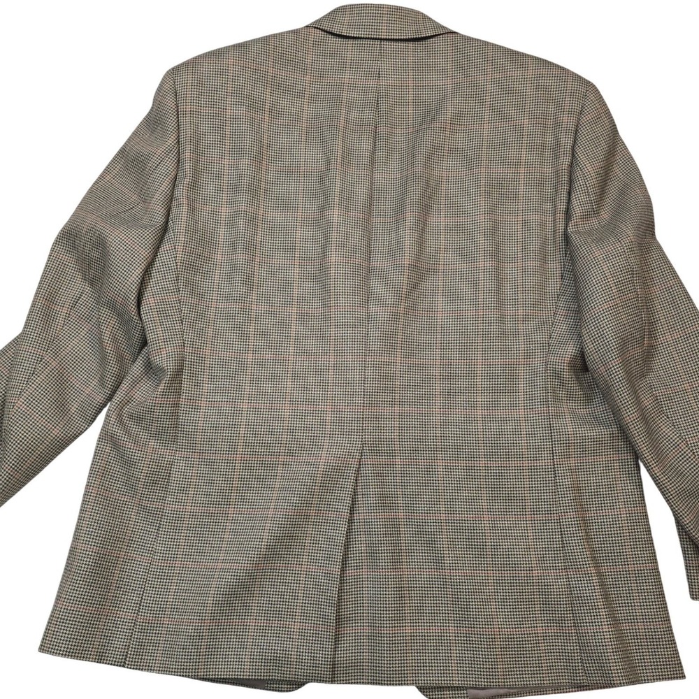 100% Wool IZOD Mens 44S Brown Houndstooth Blazer Woolmark Sport Coat suit - Picture 15 of 16